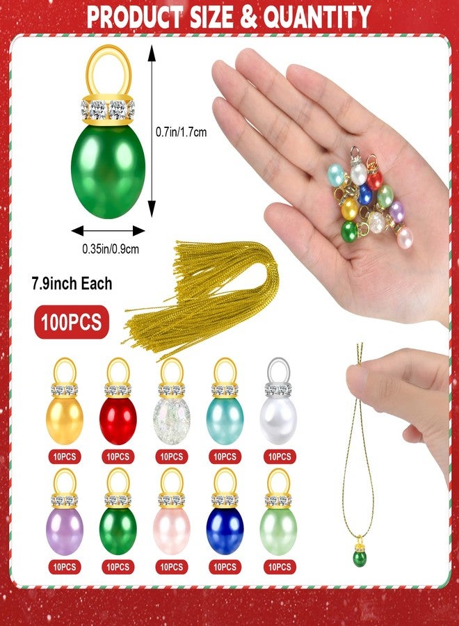succulentlovers 100PCS Christmas Mini Balls Ornaments, 9mm Miniature Multi-color Xmas Tiny Tree Hanging Decorations, 10 Colors Glitter Small Shiny Christmas Balls Pendants for Holiday Party Wedding DIY Craft Supplies - Image 2